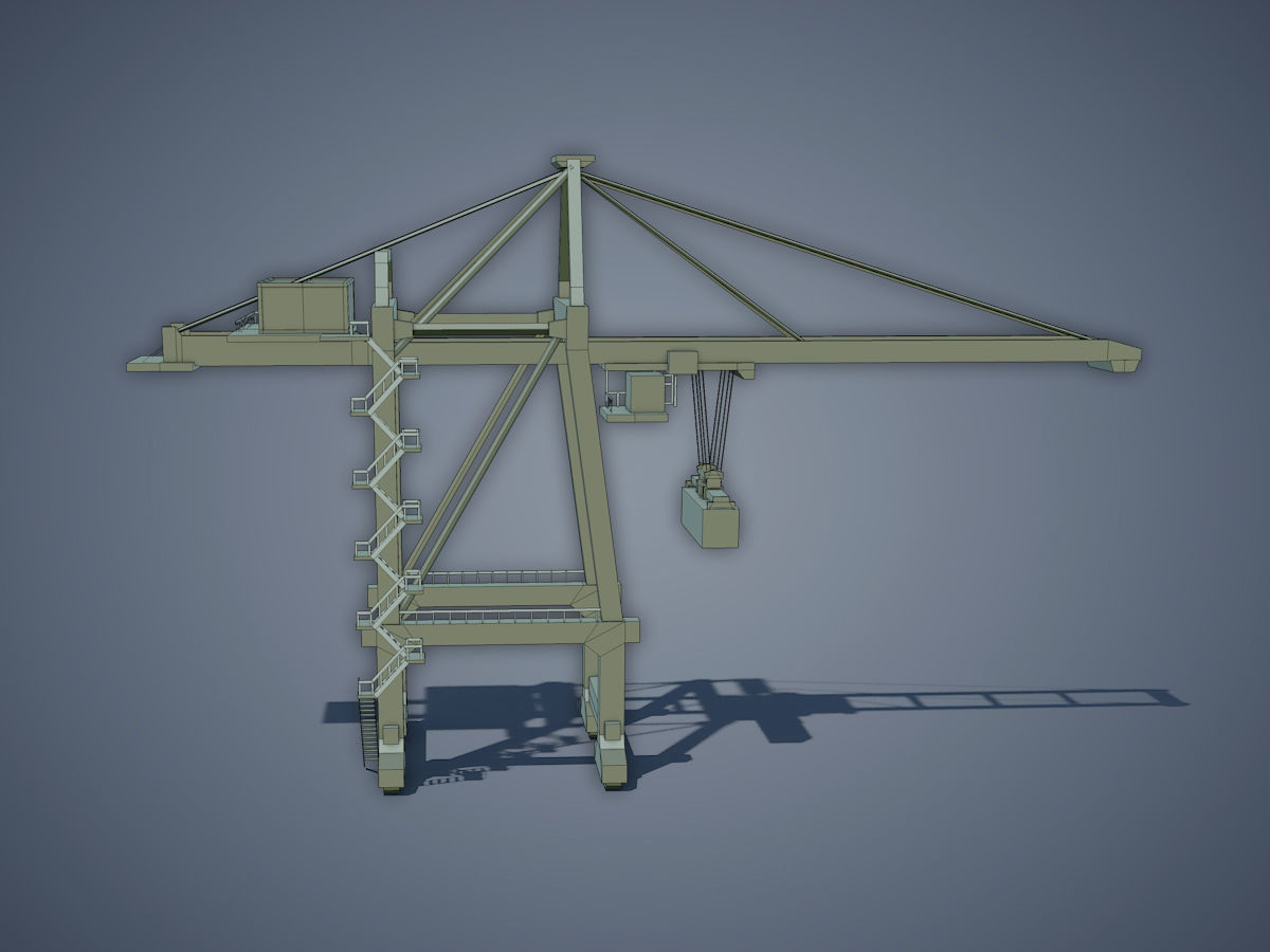 Port Container Crane Low-poly 3D model_11