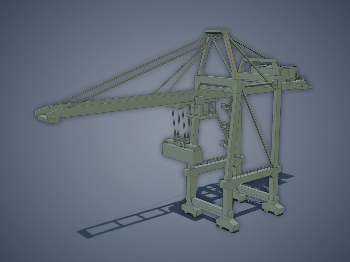 Port Container Crane Low-poly 3D model_8
