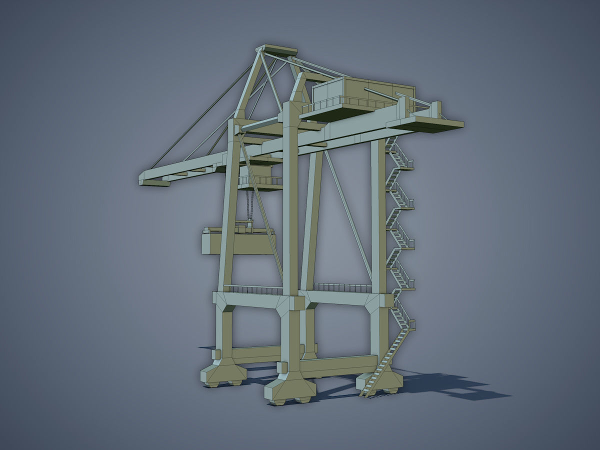 Port Container Crane Low-poly 3D model_15