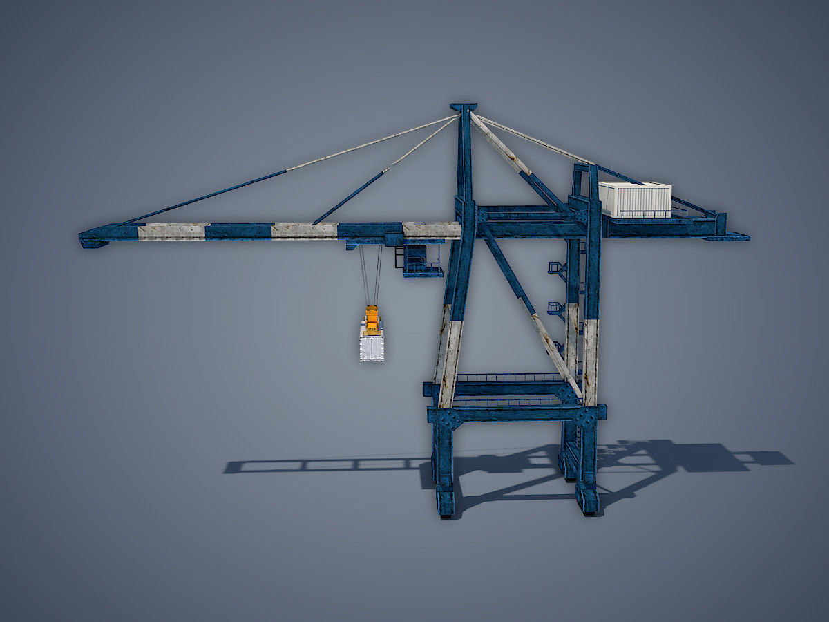 Port Container Crane Low-poly 3D model_2