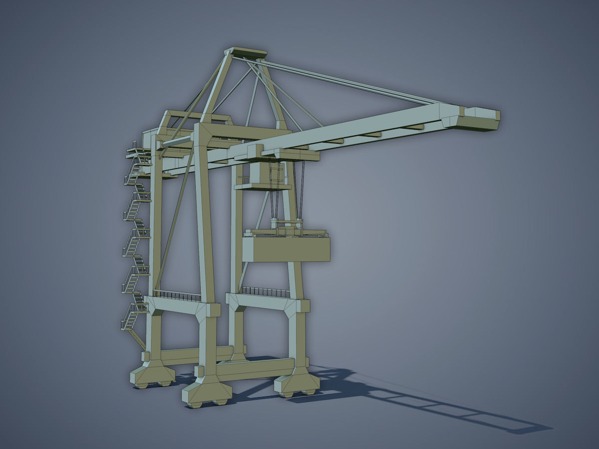 Port Container Crane Low-poly 3D model_14
