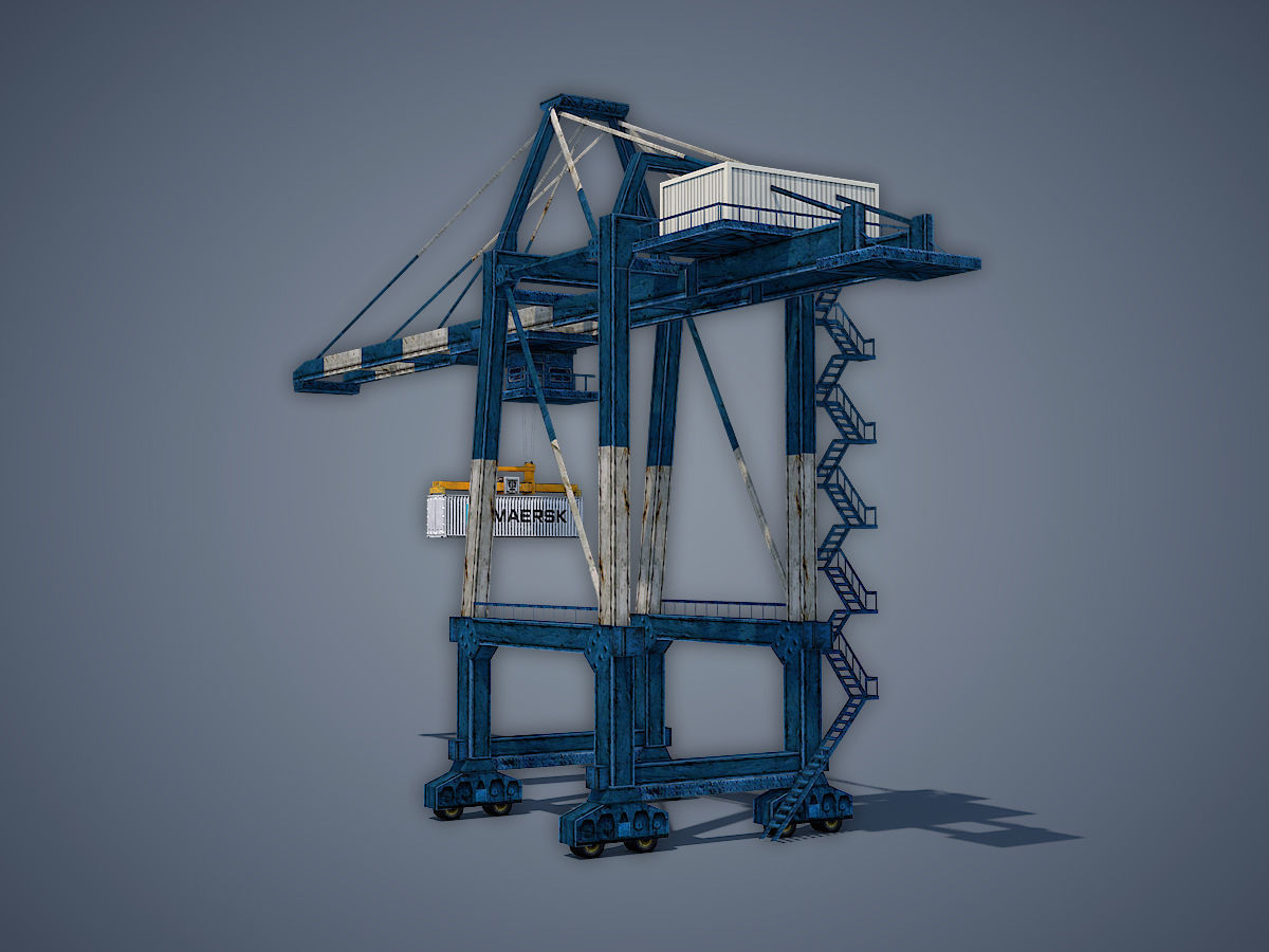 Port Container Crane Low-poly 3D model_7