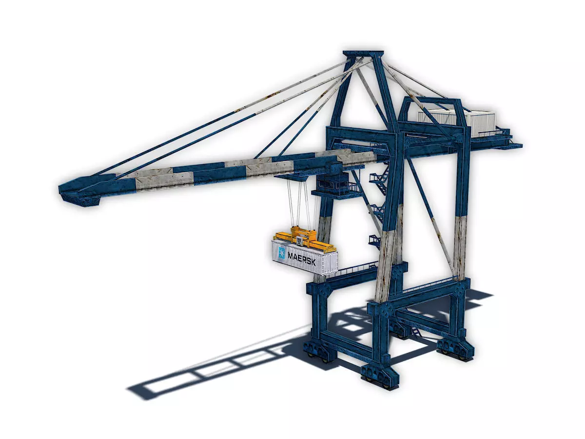 Port Container Crane Low-poly 3D model_0