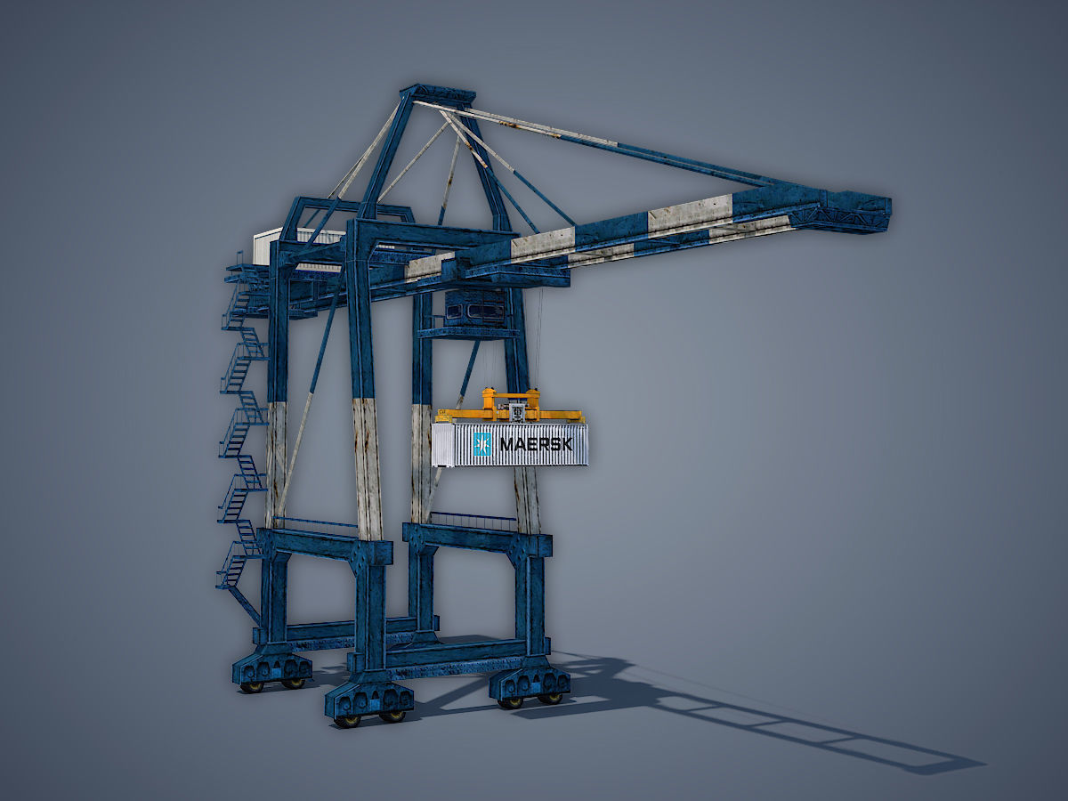 Port Container Crane Low-poly 3D model_6