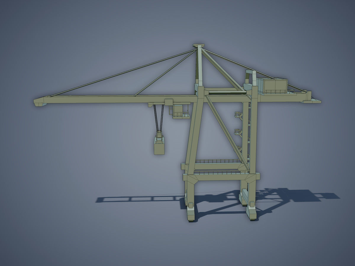 Port Container Crane Low-poly 3D model_10