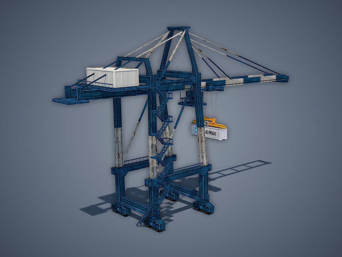 Port Container Crane Low-poly 3D model_1