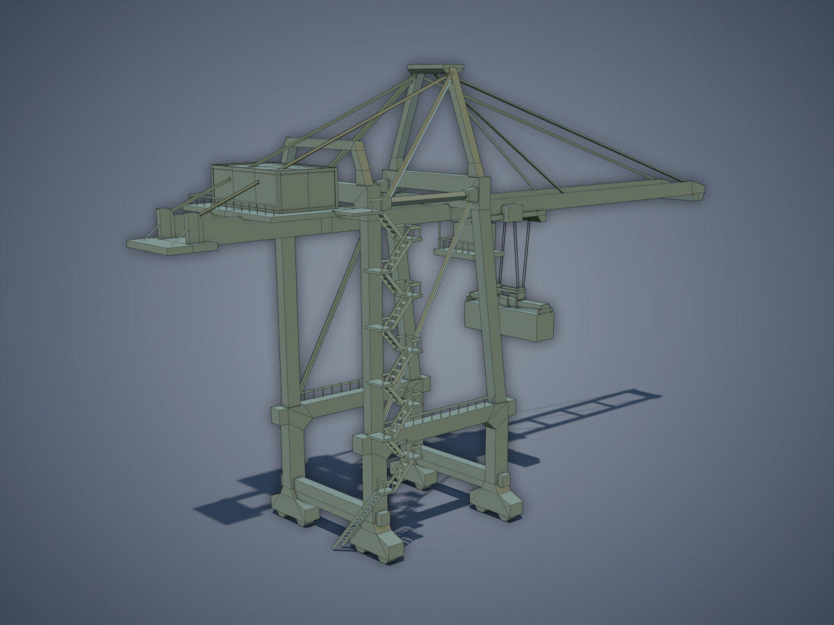 Port Container Crane Low-poly 3D model_9