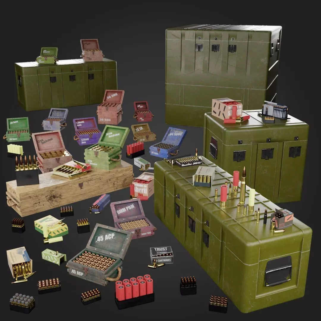Ammunition ammo box Military Collection Low-poly 3D model