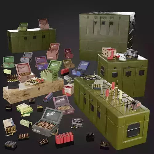 Ammunition ammo box Military Collection  Low-poly 3D model