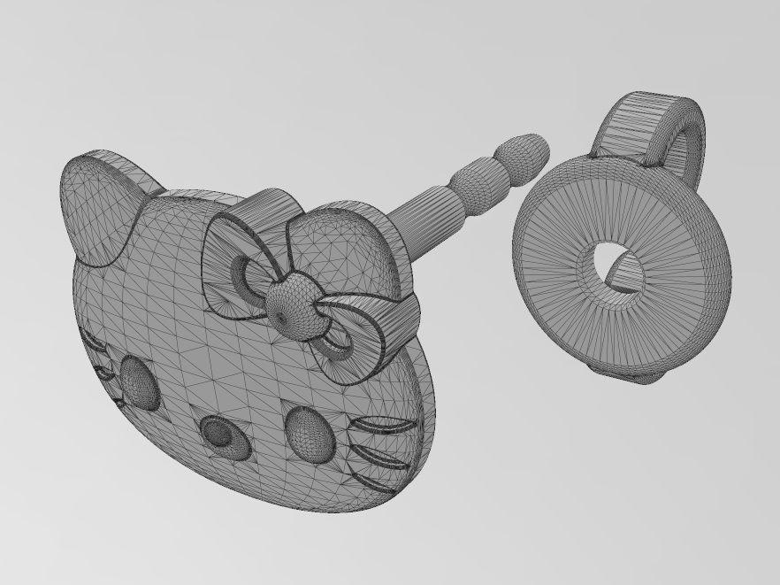 Hello kitty stud earring 3D print model_14