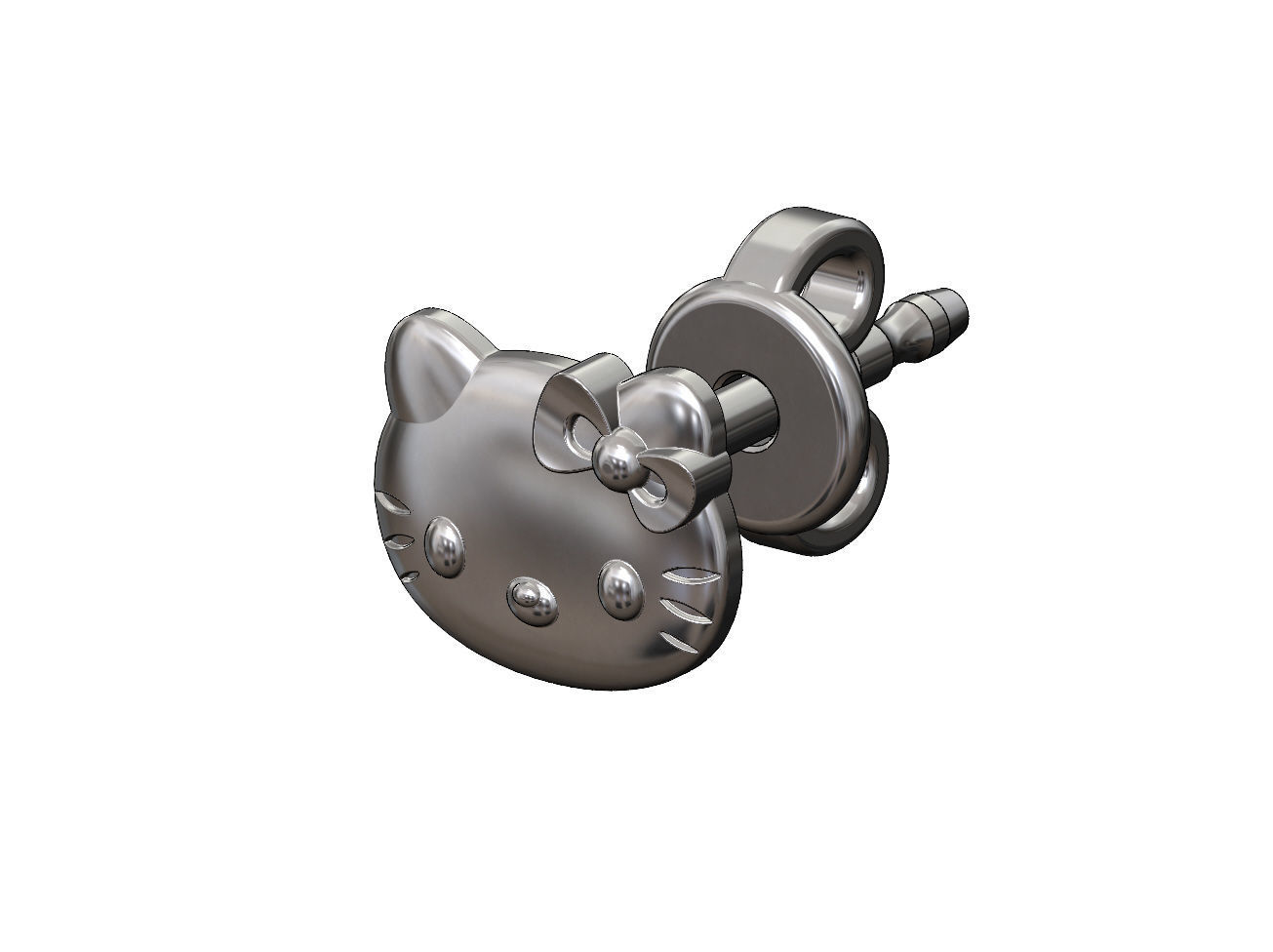 Hello kitty stud earring 3D print model_11