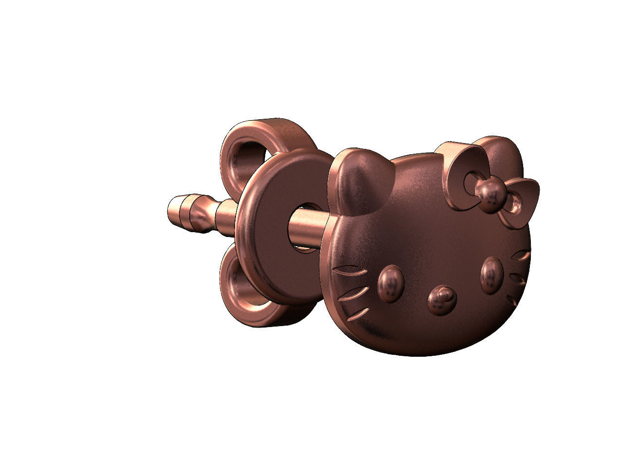Hello kitty stud earring 3D print model_12