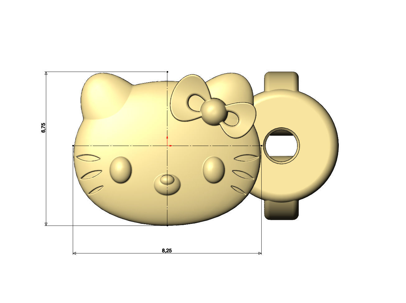 Hello kitty stud earring 3D print model_6