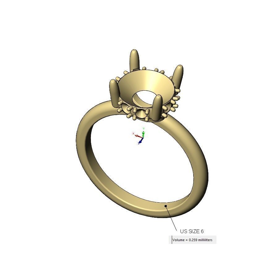 Hidden diamond open arches 8mm stone setting ring 3D print model_13
