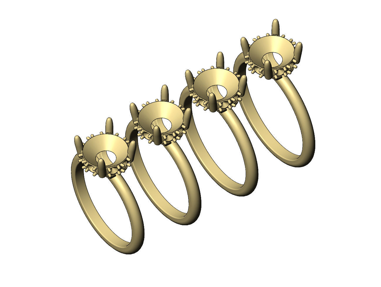 Hidden diamond open arches 8mm stone setting ring 3D print model_5