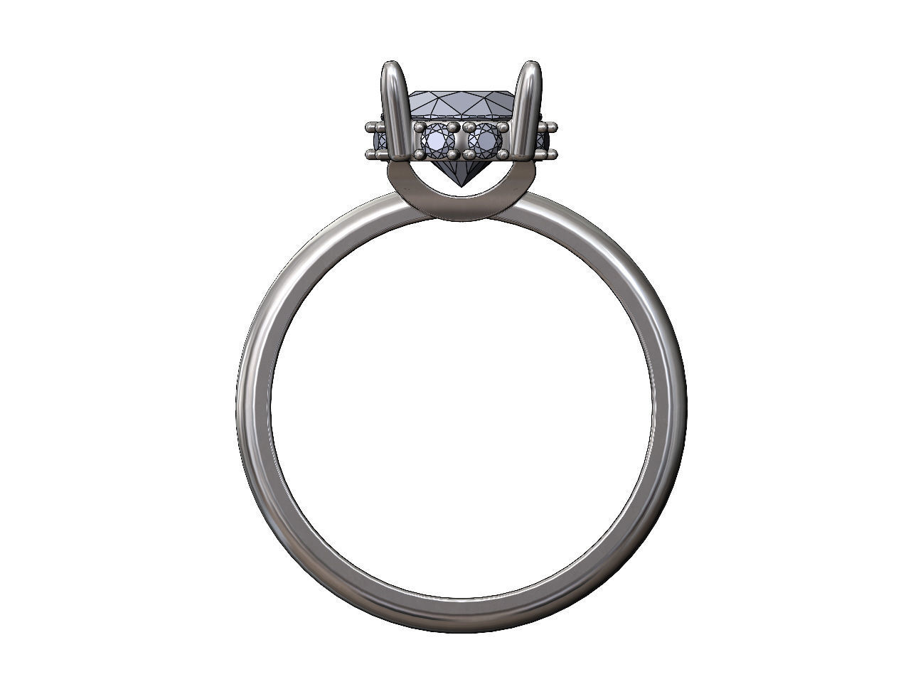 Hidden diamond open arches 8mm stone setting ring 3D print model_11