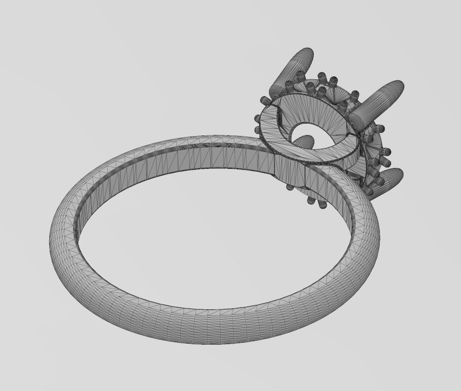 Hidden diamond open arches 8mm stone setting ring 3D print model_16