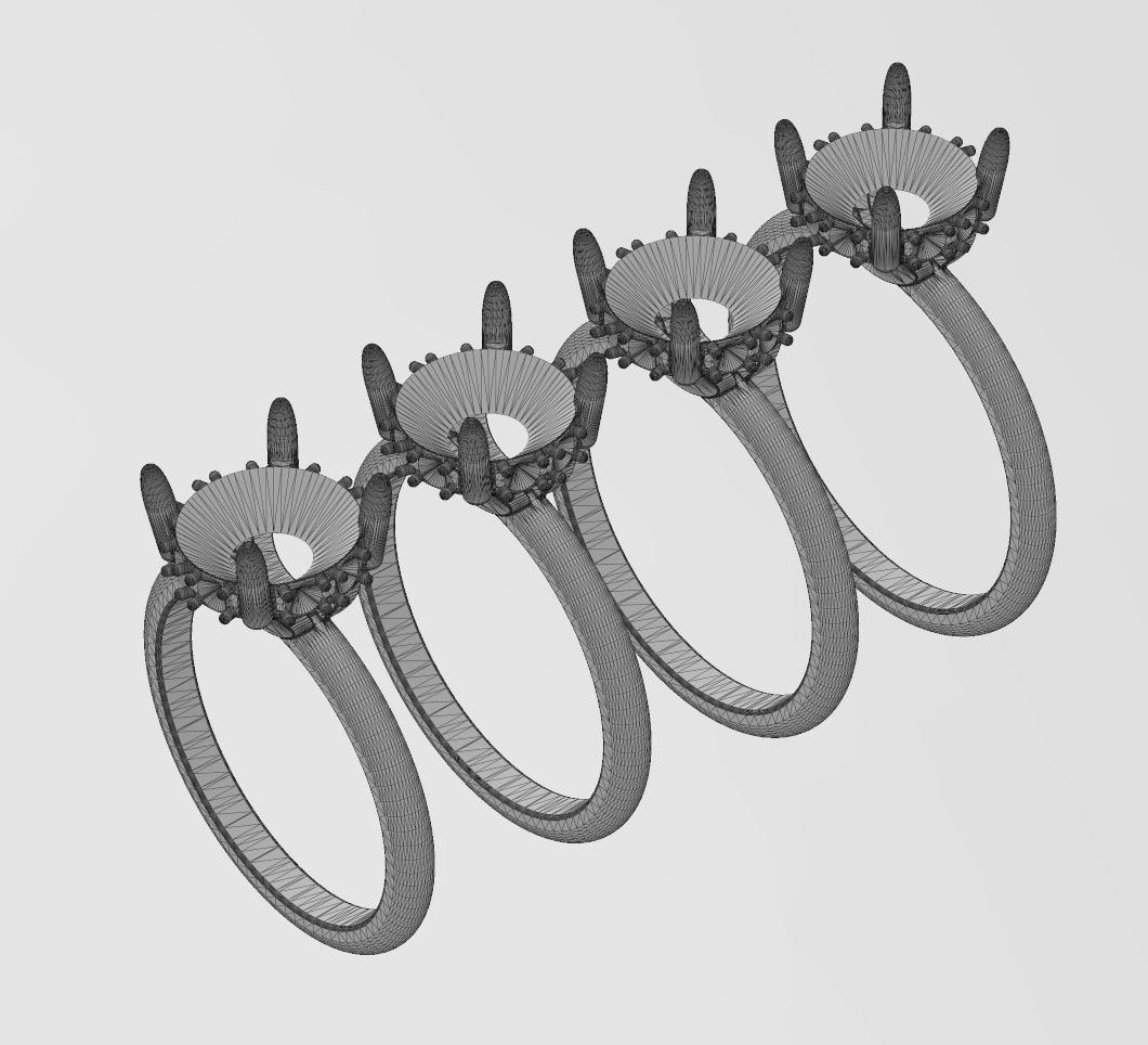 Hidden diamond open arches 8mm stone setting ring 3D print model_15