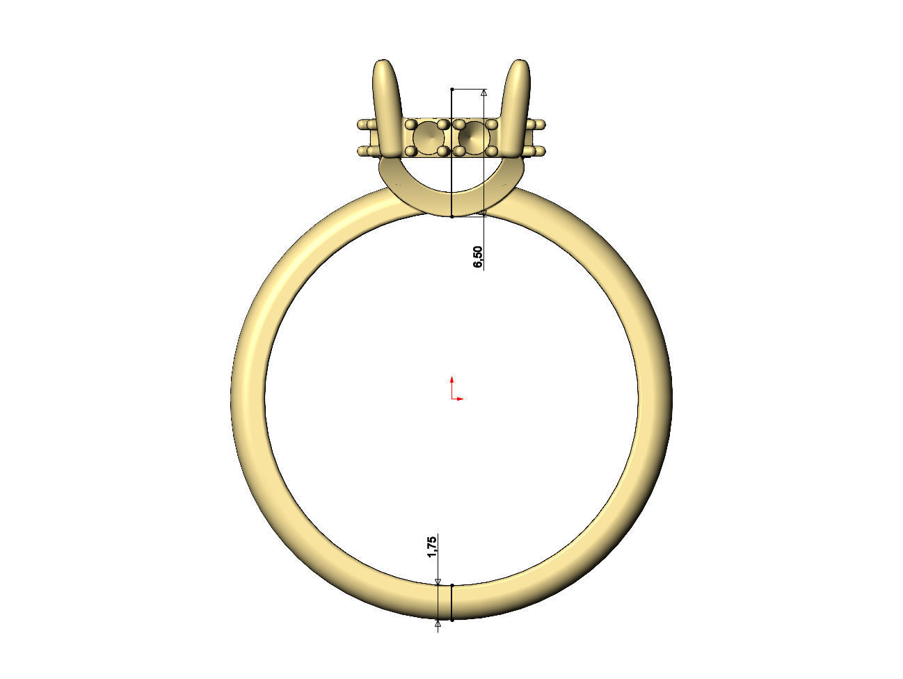 Hidden diamond open arches 8mm stone setting ring 3D print model_7