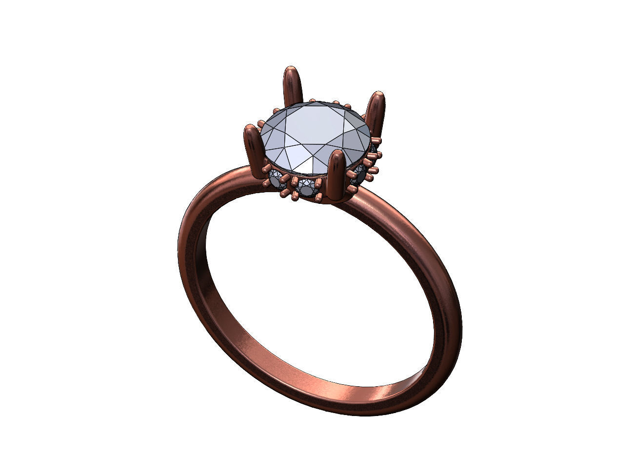 Hidden diamond open arches 8mm stone setting ring 3D print model_10