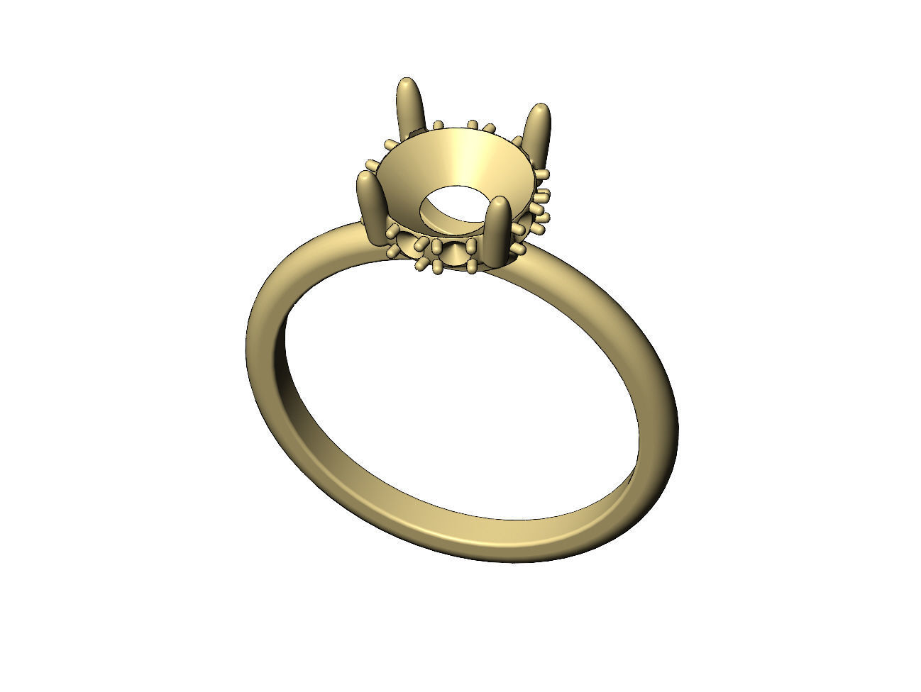 Hidden diamond open arches 8mm stone setting ring 3D print model_6