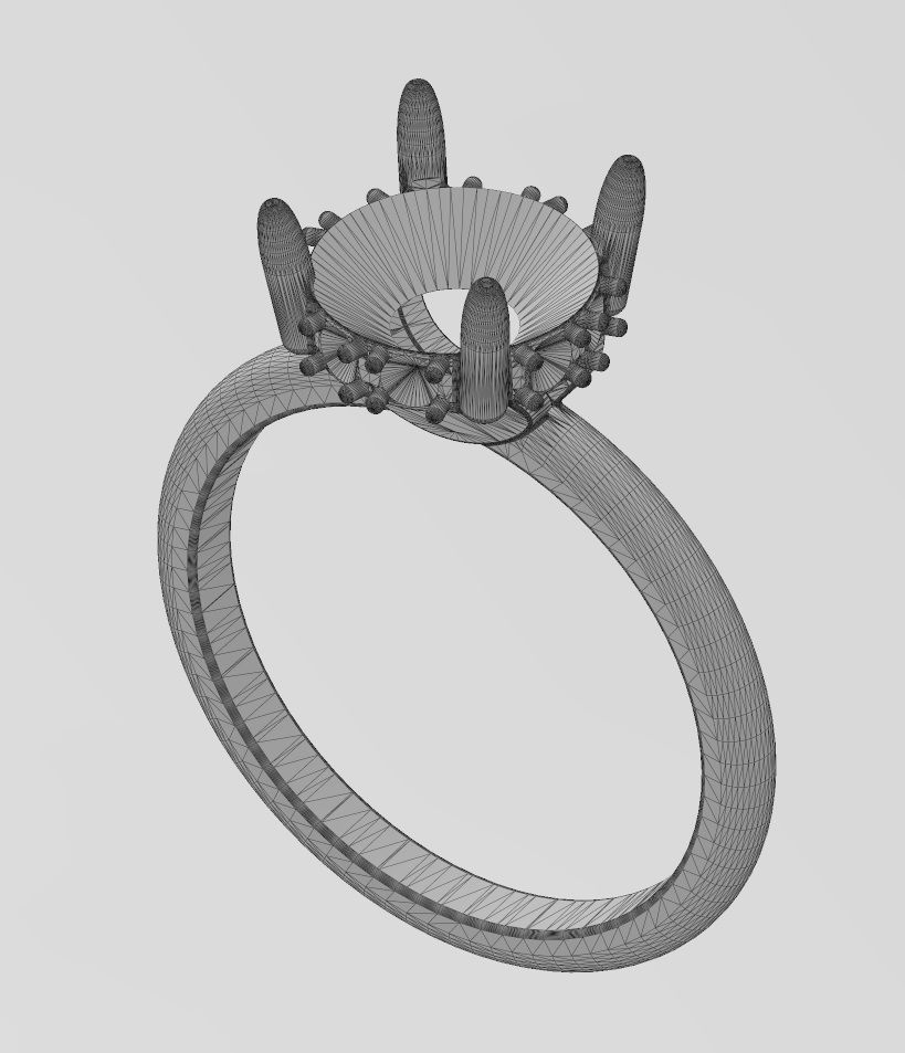 Hidden diamond open arches 8mm stone setting ring 3D print model_17