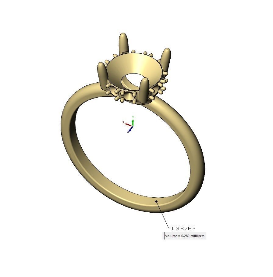 Hidden diamond open arches 8mm stone setting ring 3D print model_14