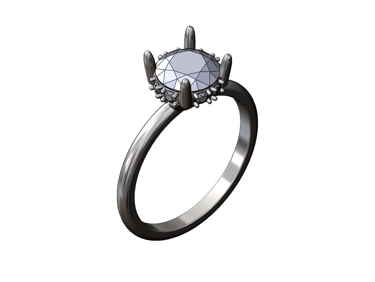 Hidden diamond open arches 8mm stone setting ring 3D print model_12