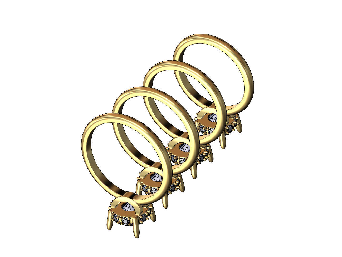 Hidden diamond open arches 8mm stone setting ring 3D print model_4