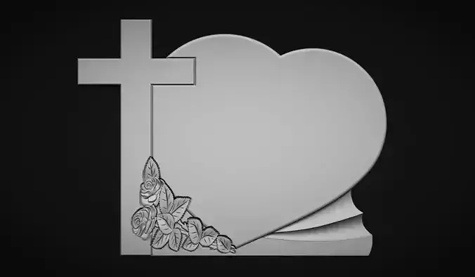 Cross and Heart Tombstone 3D print model