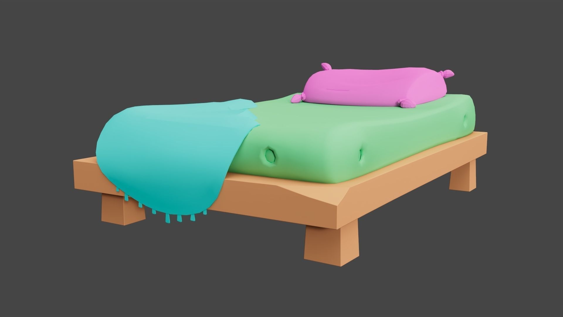 Stylized bed with blanket Low-poly 3D model_5