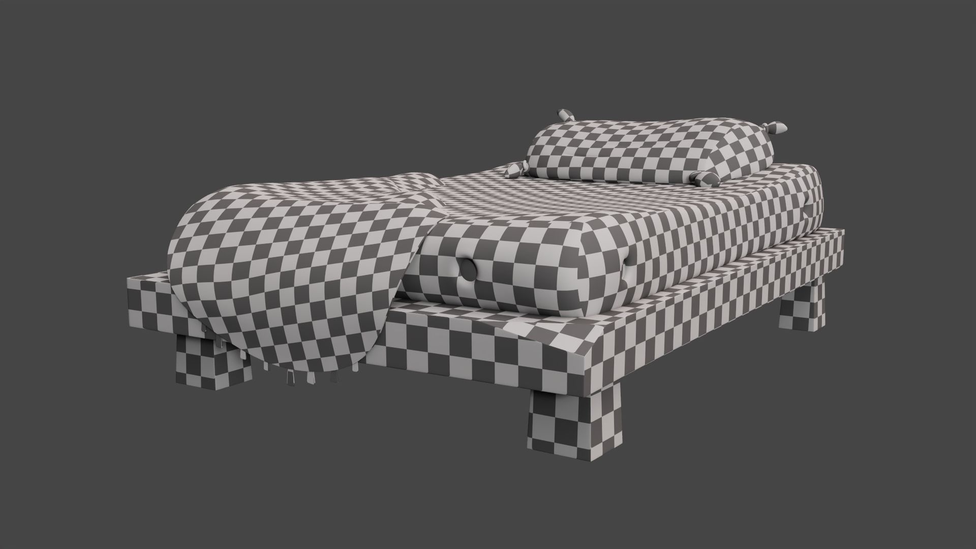 Stylized bed with blanket Low-poly 3D model_4