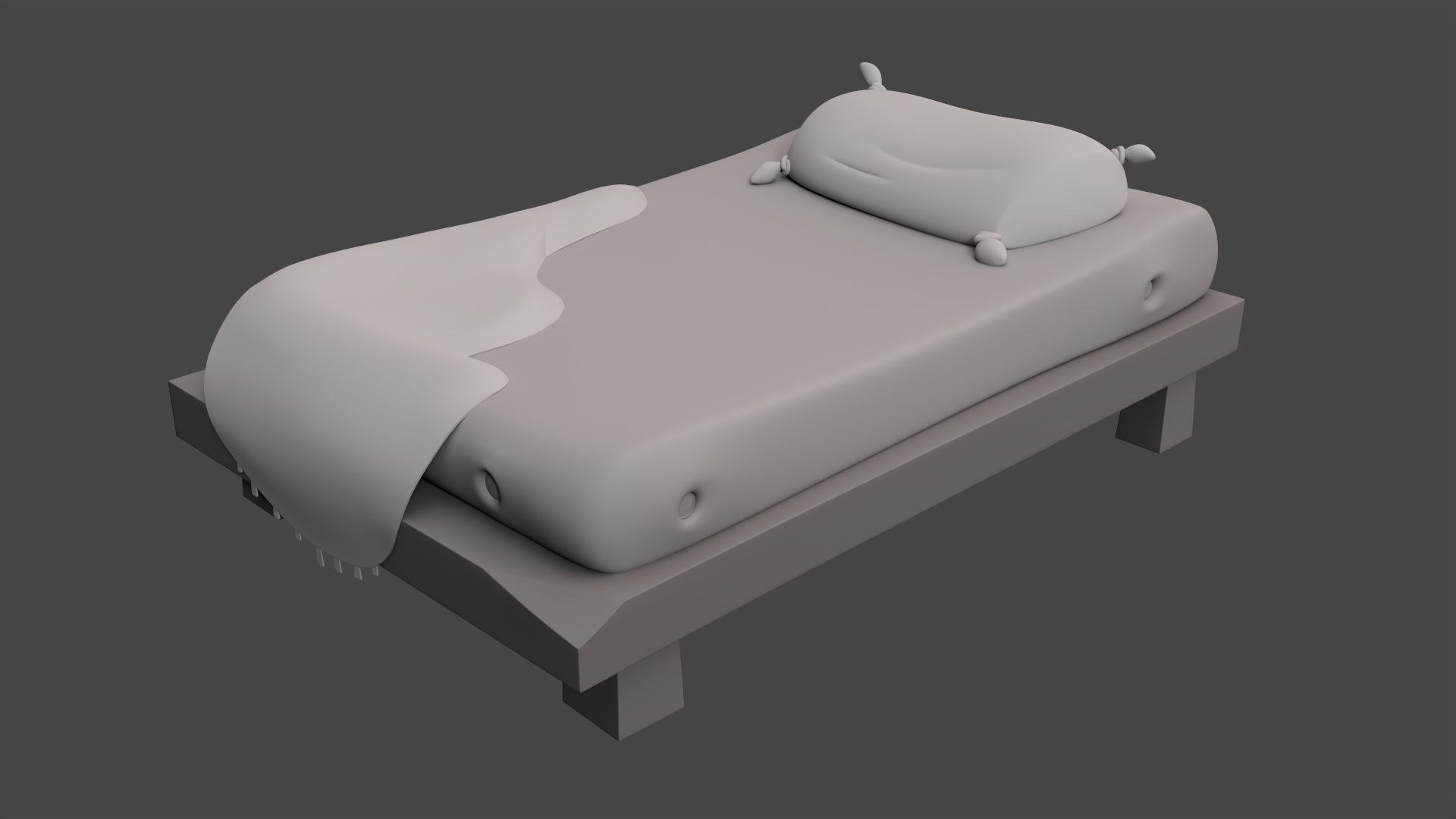 Stylized bed with blanket Low-poly 3D model_3
