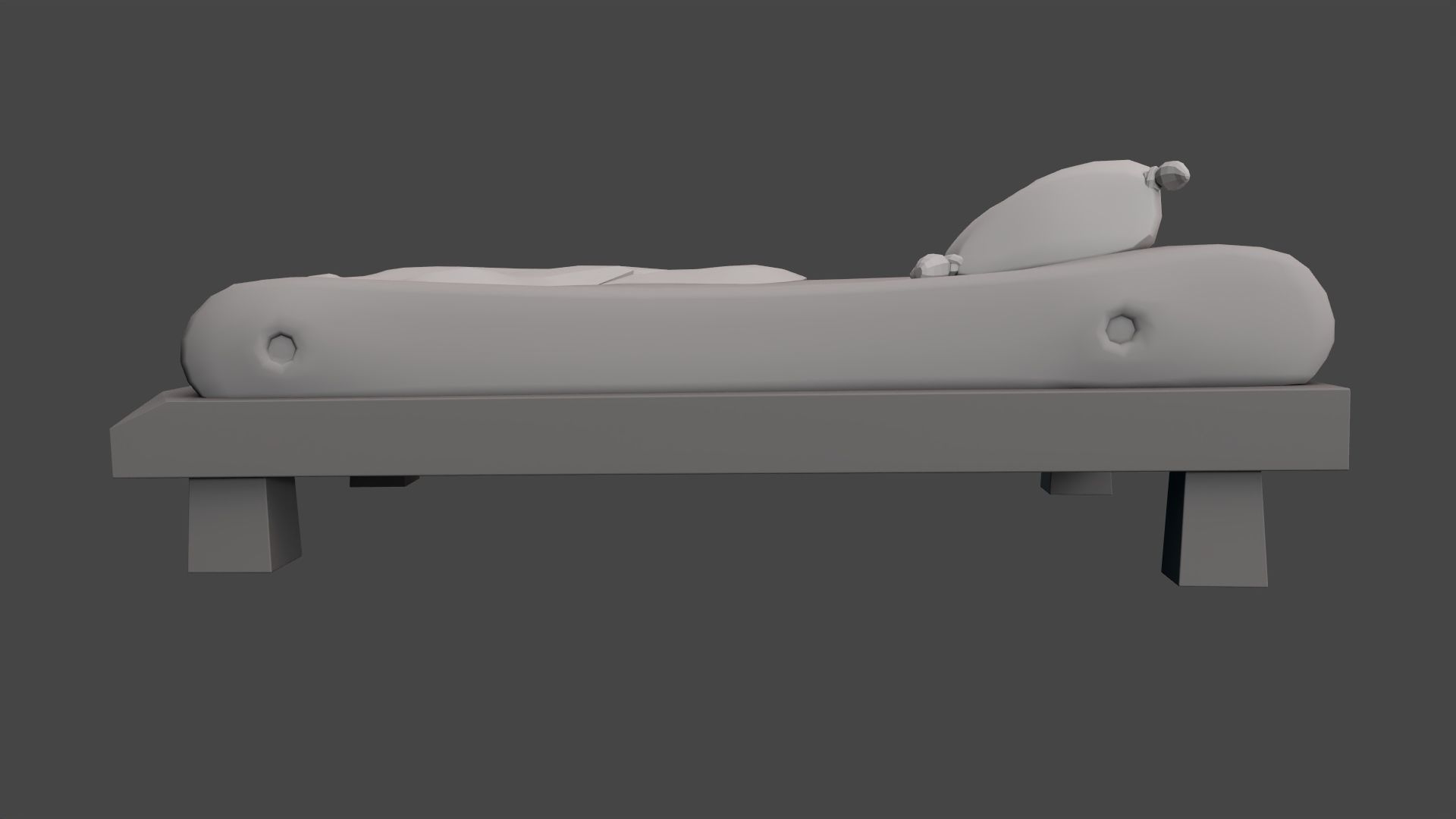 Stylized bed with blanket Low-poly 3D model_1