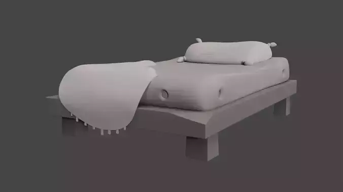 Stylized bed with blanket