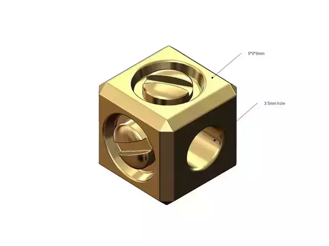 Screw cube bead charm and bracelet spacer 3D print model