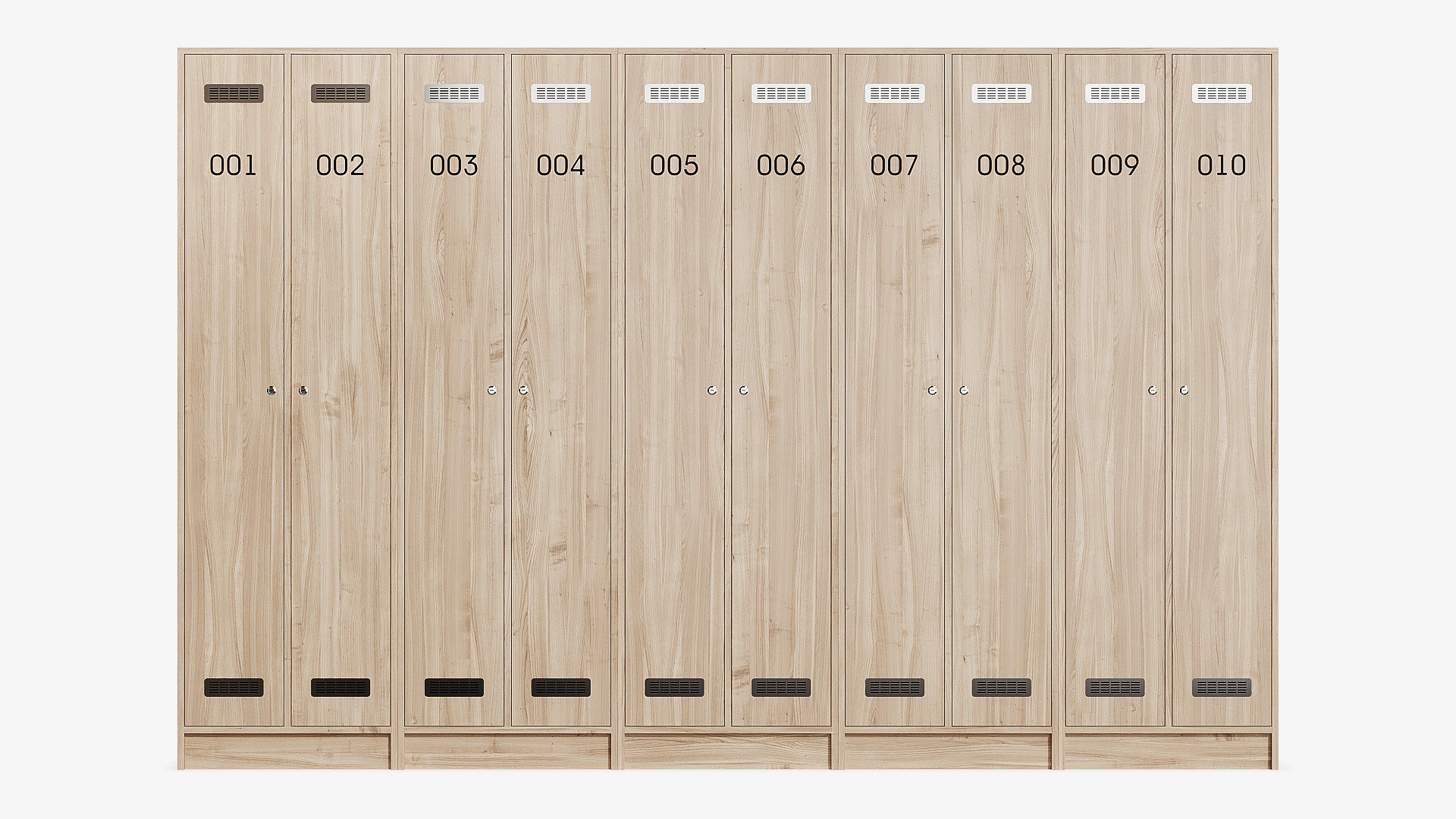 Laminated wood locker 3D model_2