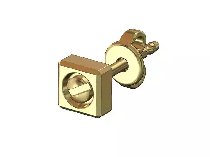 Screw square stud earring