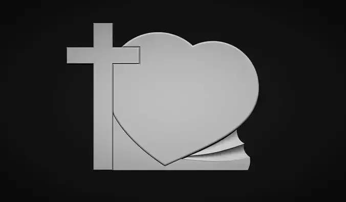 Cross and Heart Tombstone 3D print model
