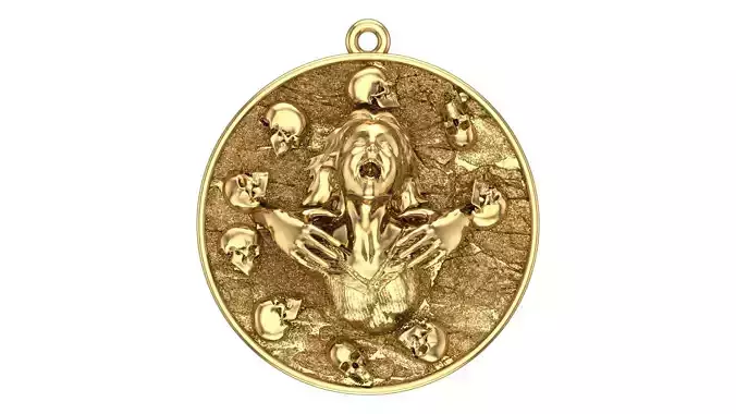 girl and skull pendant