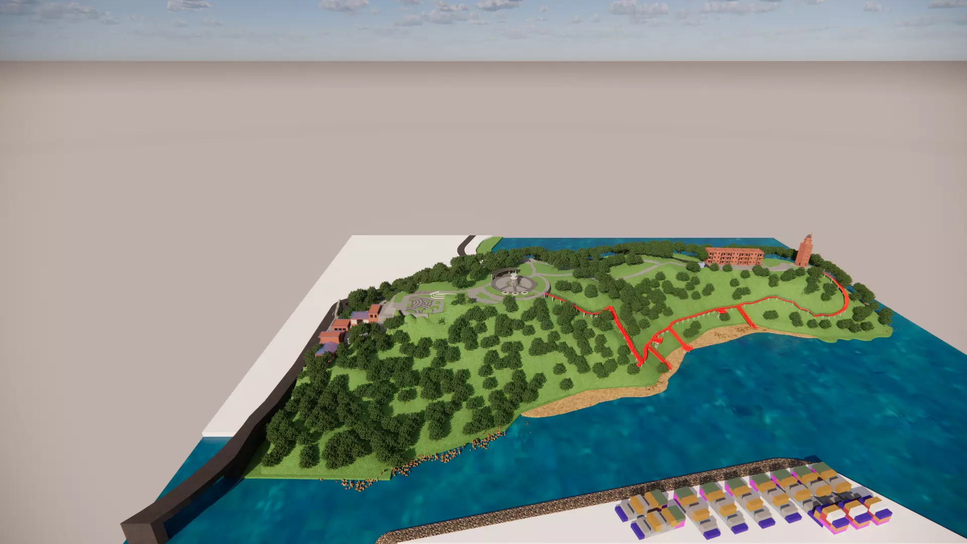 Small mountain park terrain Sea harbour shenzhen 3D model