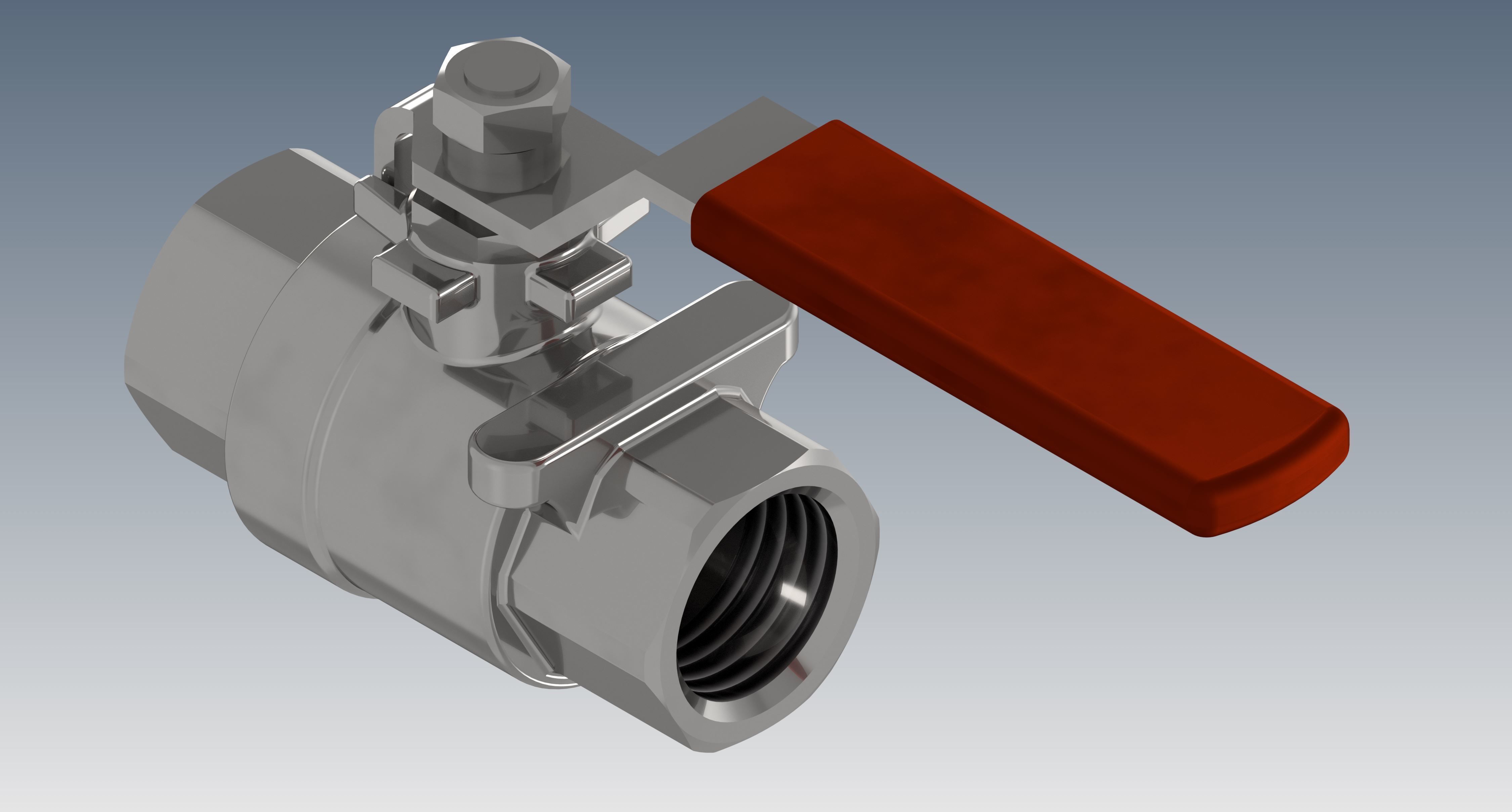 Ball valve 3D model_3