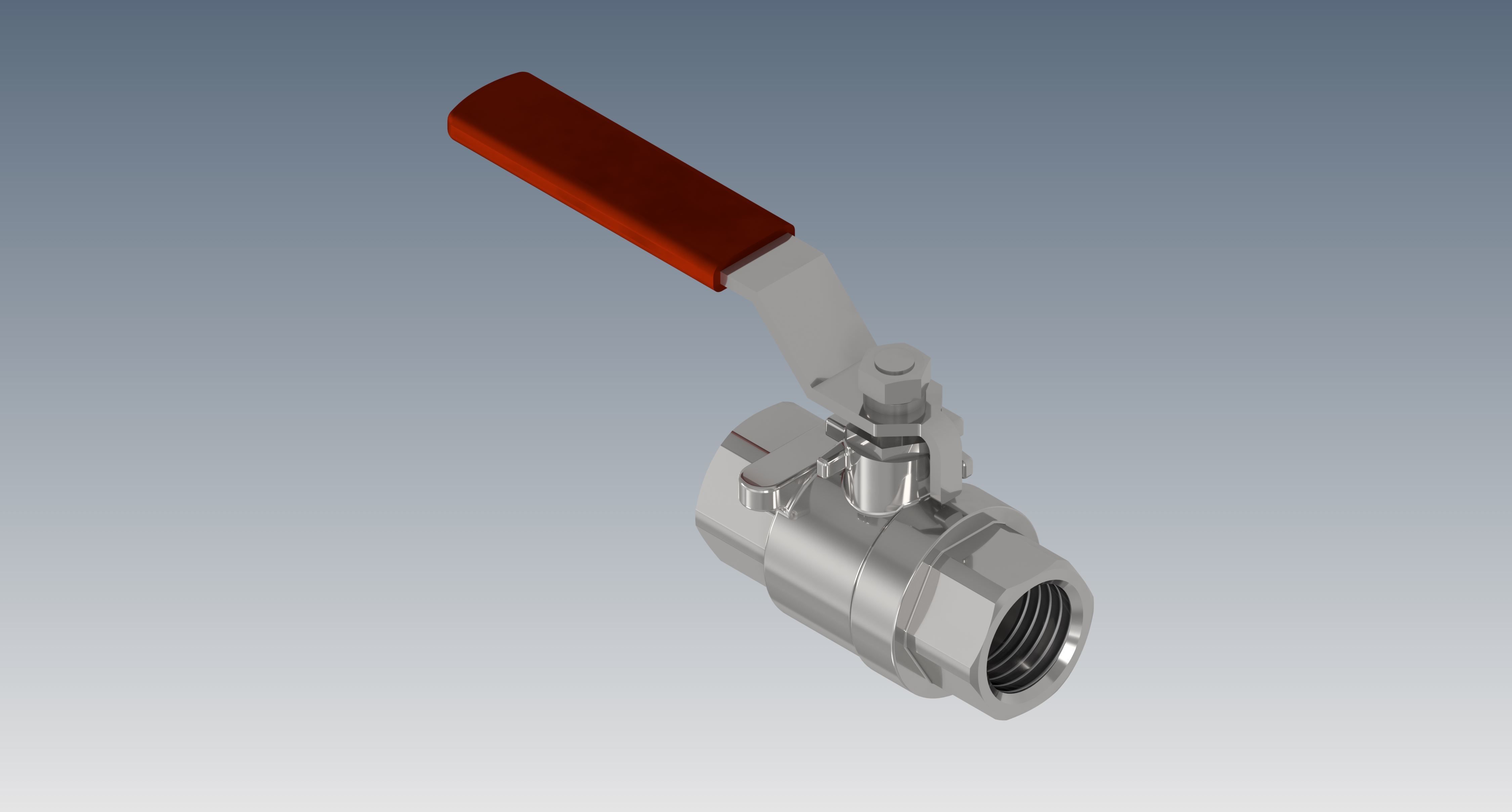 Ball valve 3D model_4