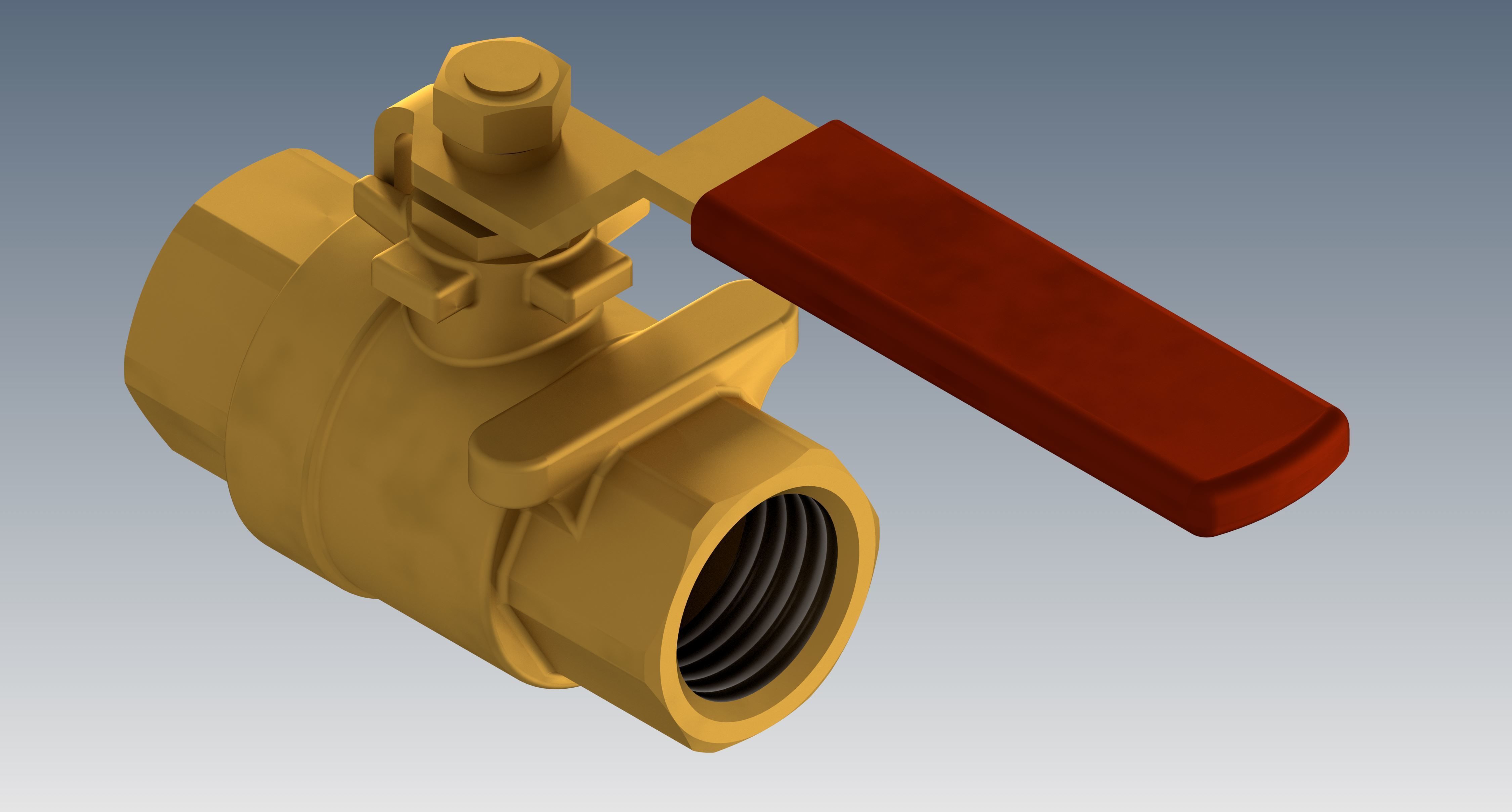 Ball valve 3D model_1