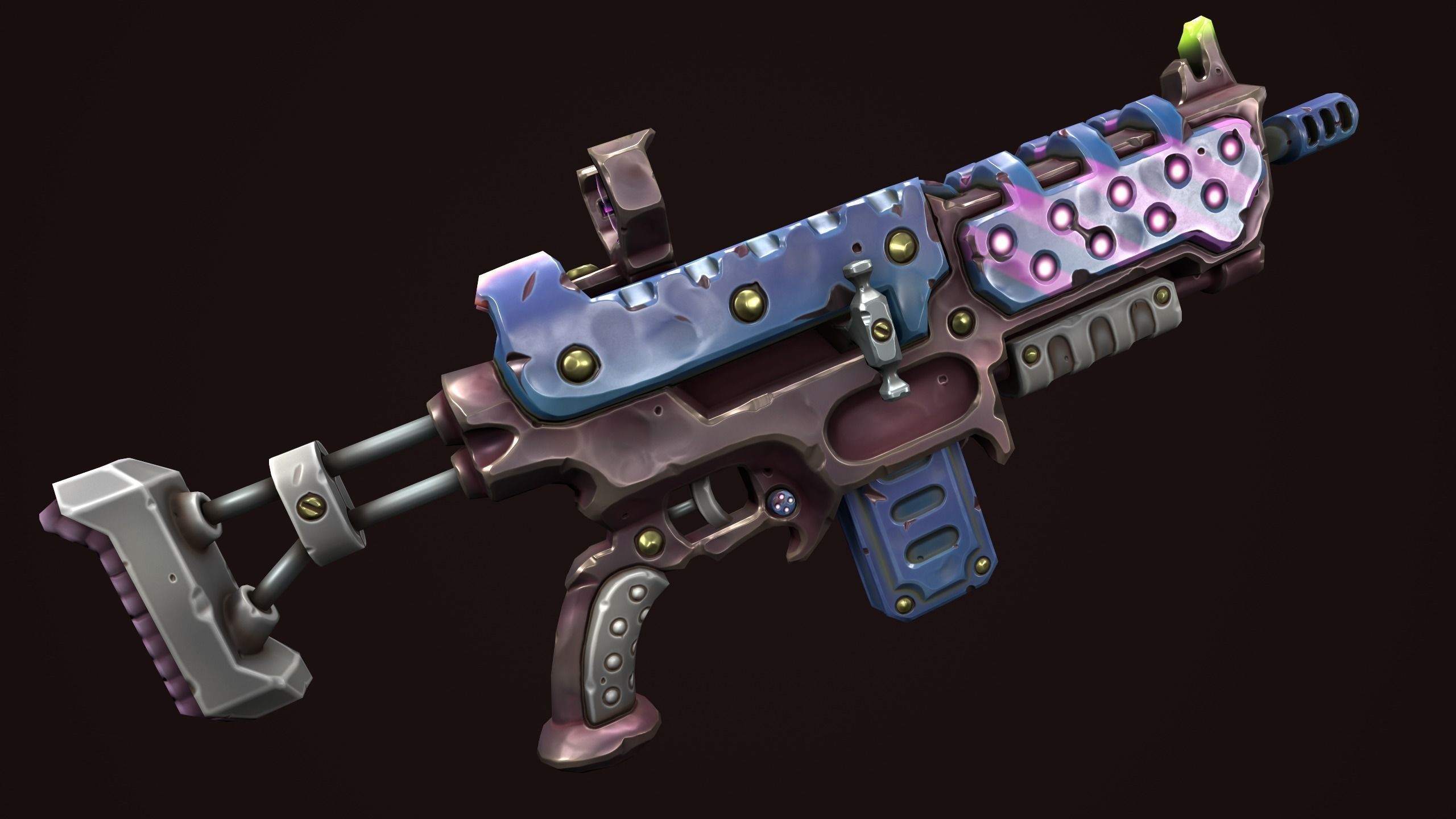 Combat assault rifle Low-poly 3D model_5