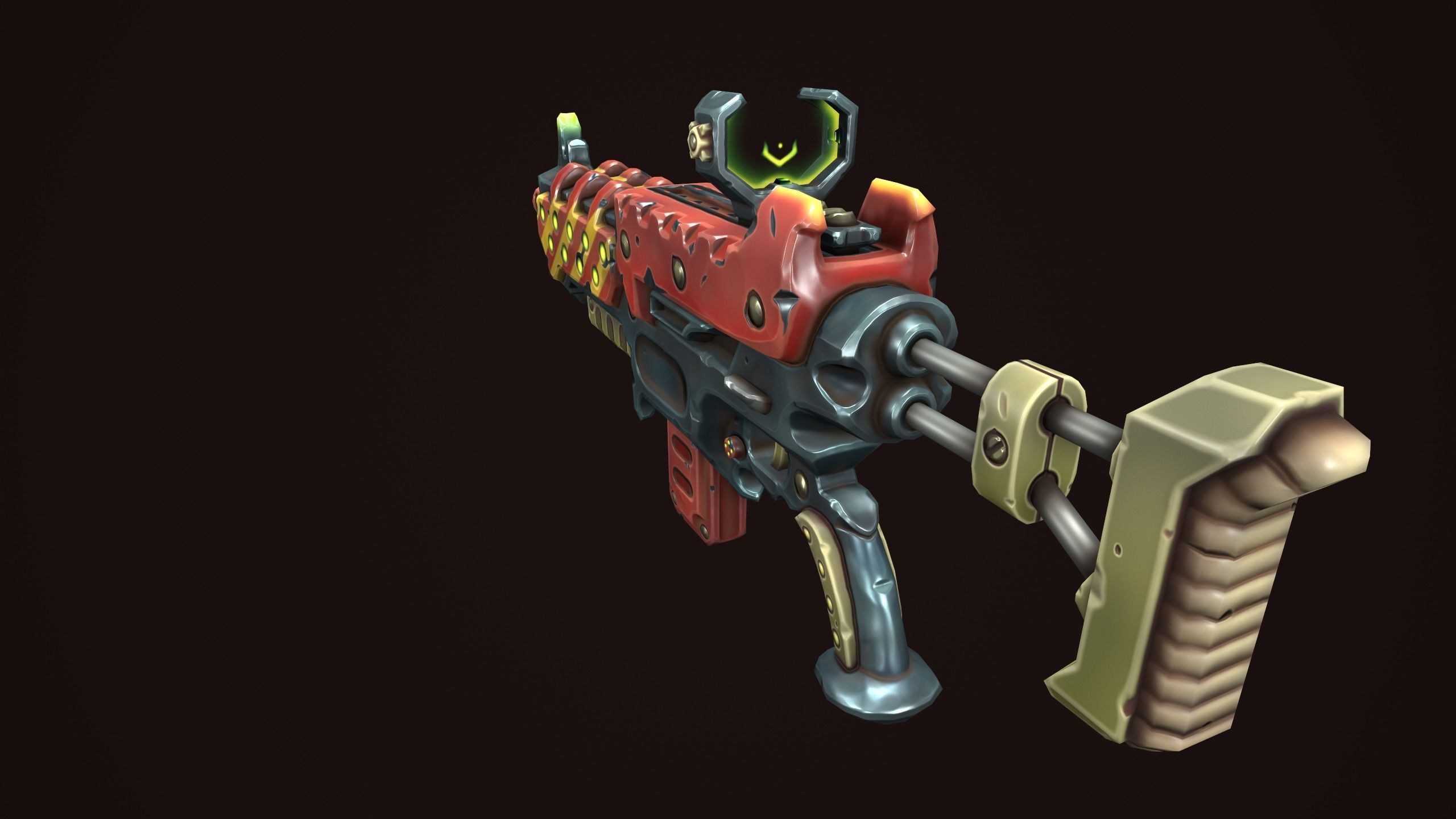 Combat assault rifle Low-poly 3D model_12