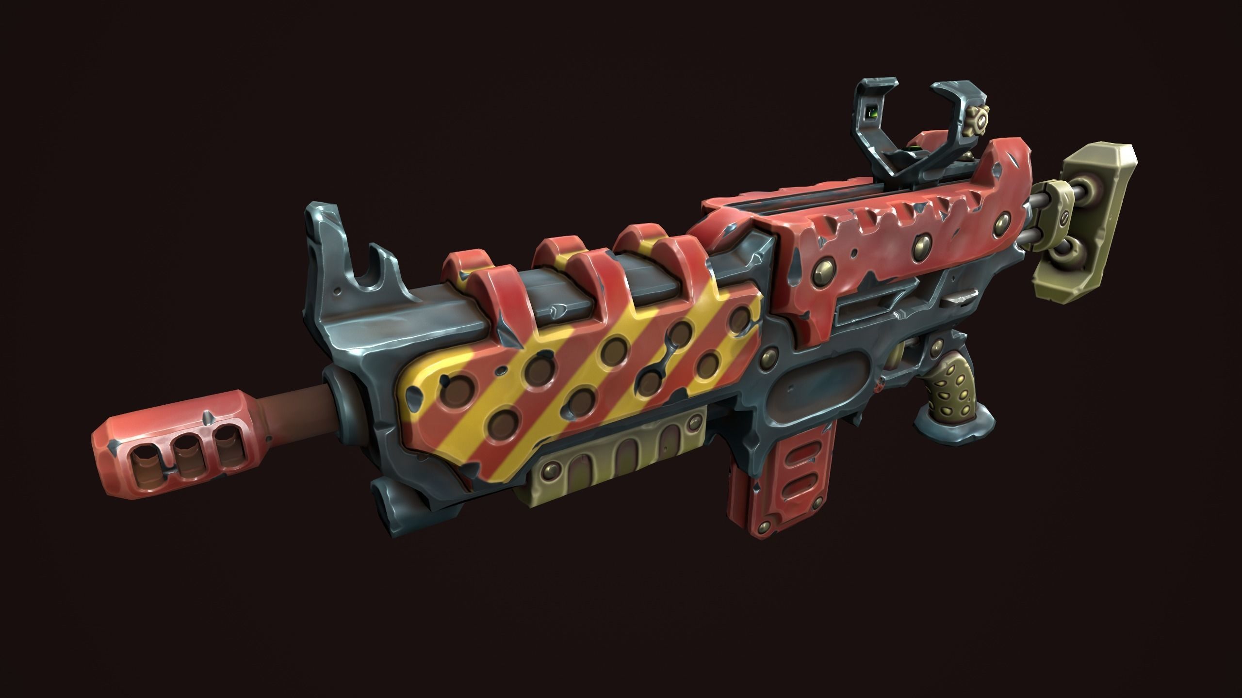 Combat assault rifle Low-poly 3D model_11