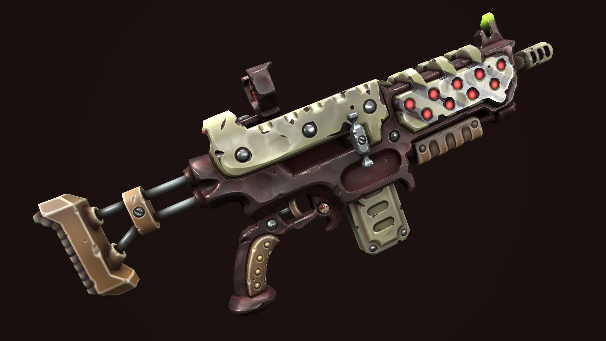 Combat assault rifle Low-poly 3D model_8