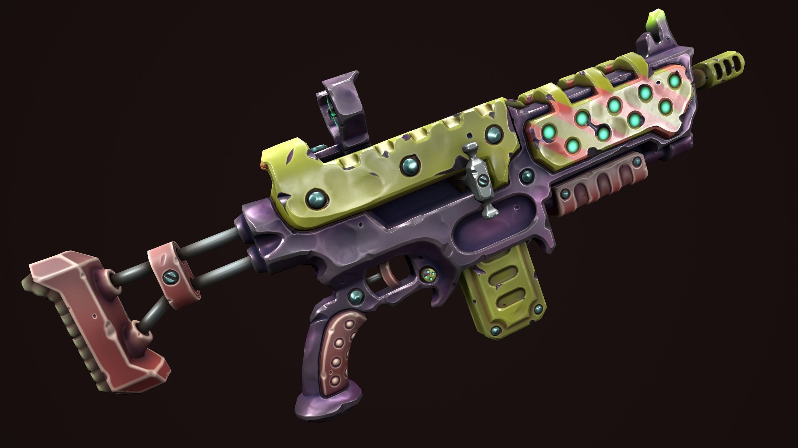 Combat assault rifle Low-poly 3D model_7