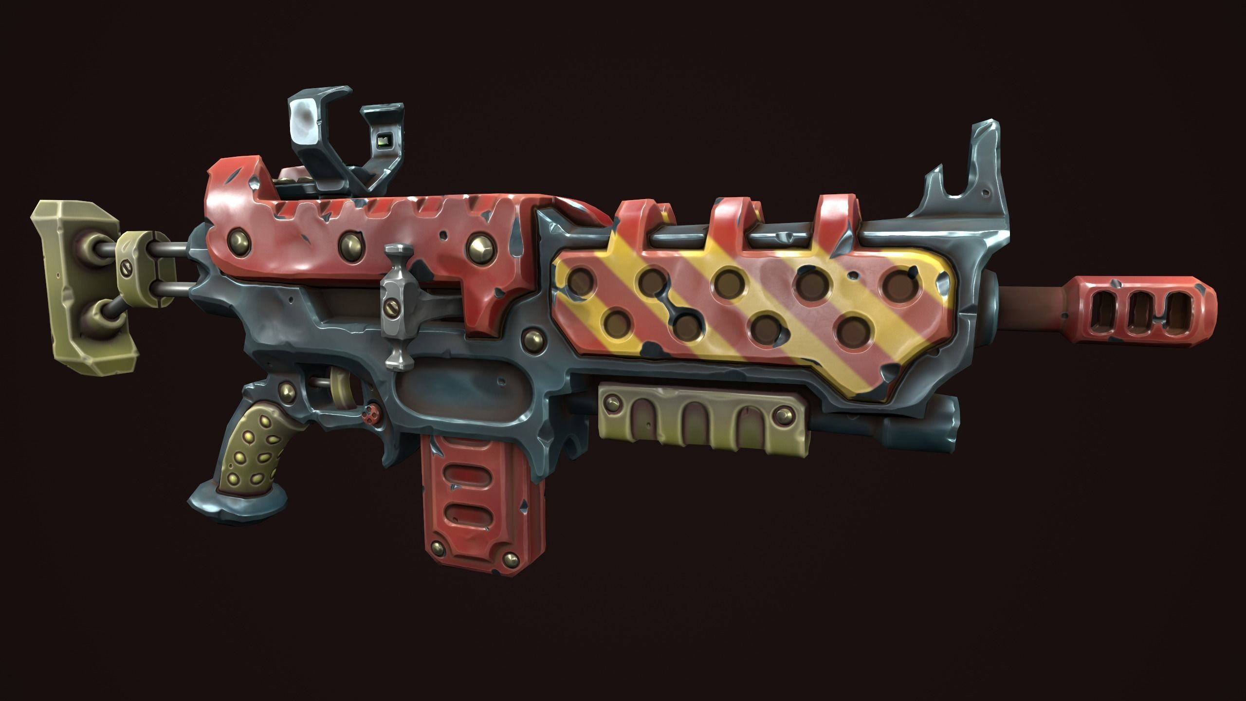 Combat assault rifle Low-poly 3D model_10